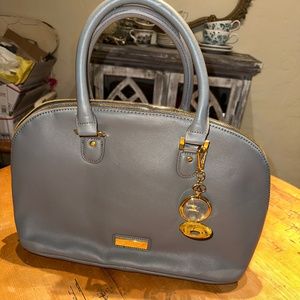 Gray Leather Handbag w/ pocketwatch